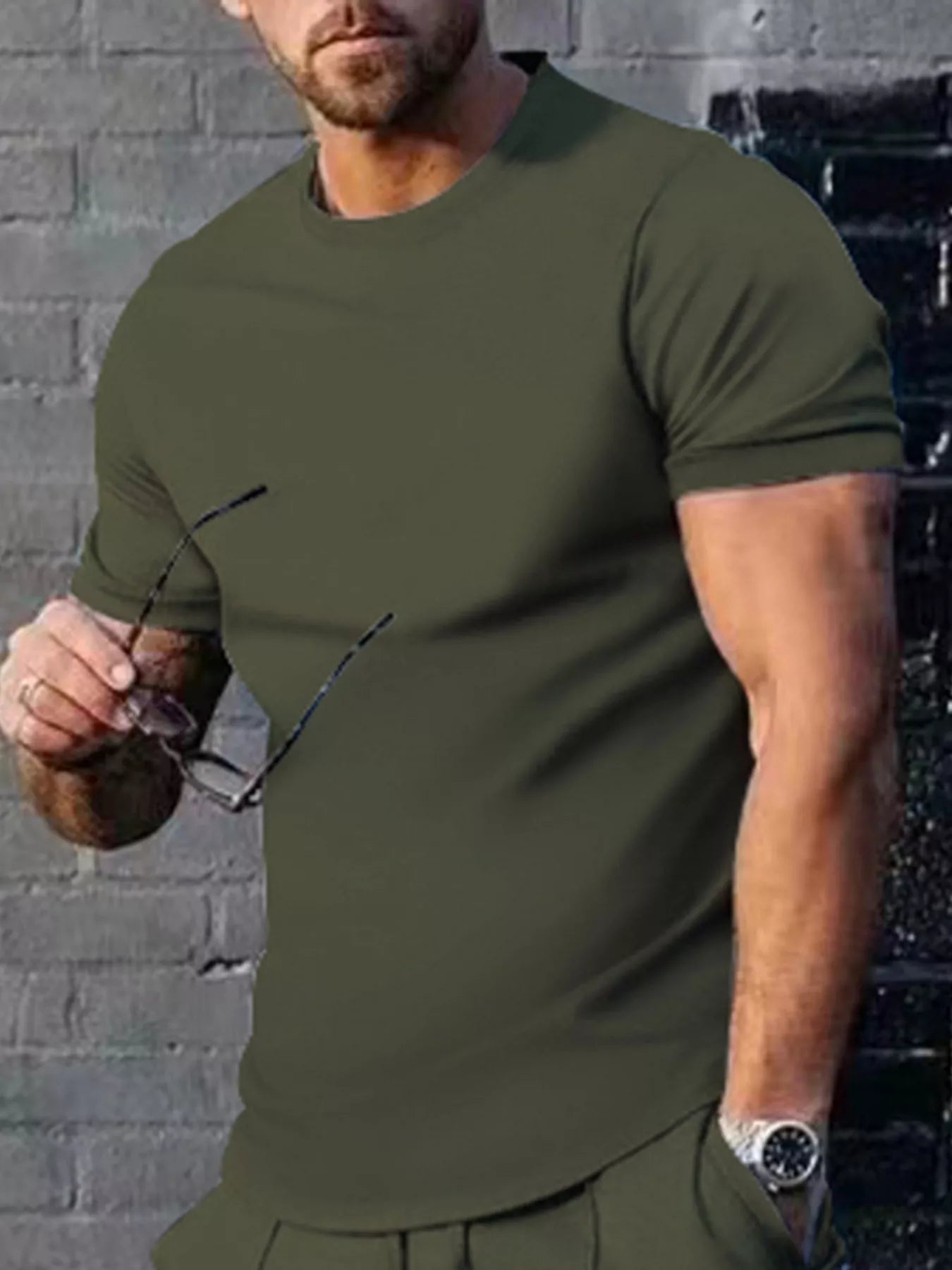 Men's Plus Size Solid Color Casual T-Shirt - ShopNQlik