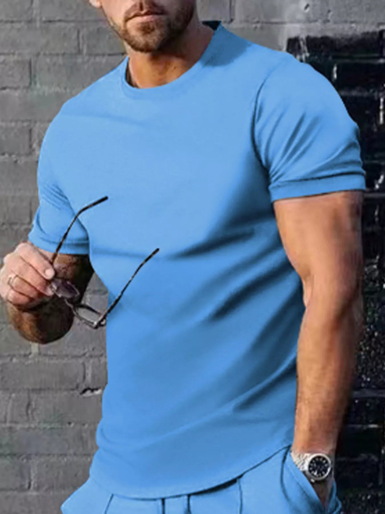 Men's Plus Size Solid Color Casual T-Shirt - ShopNQlik