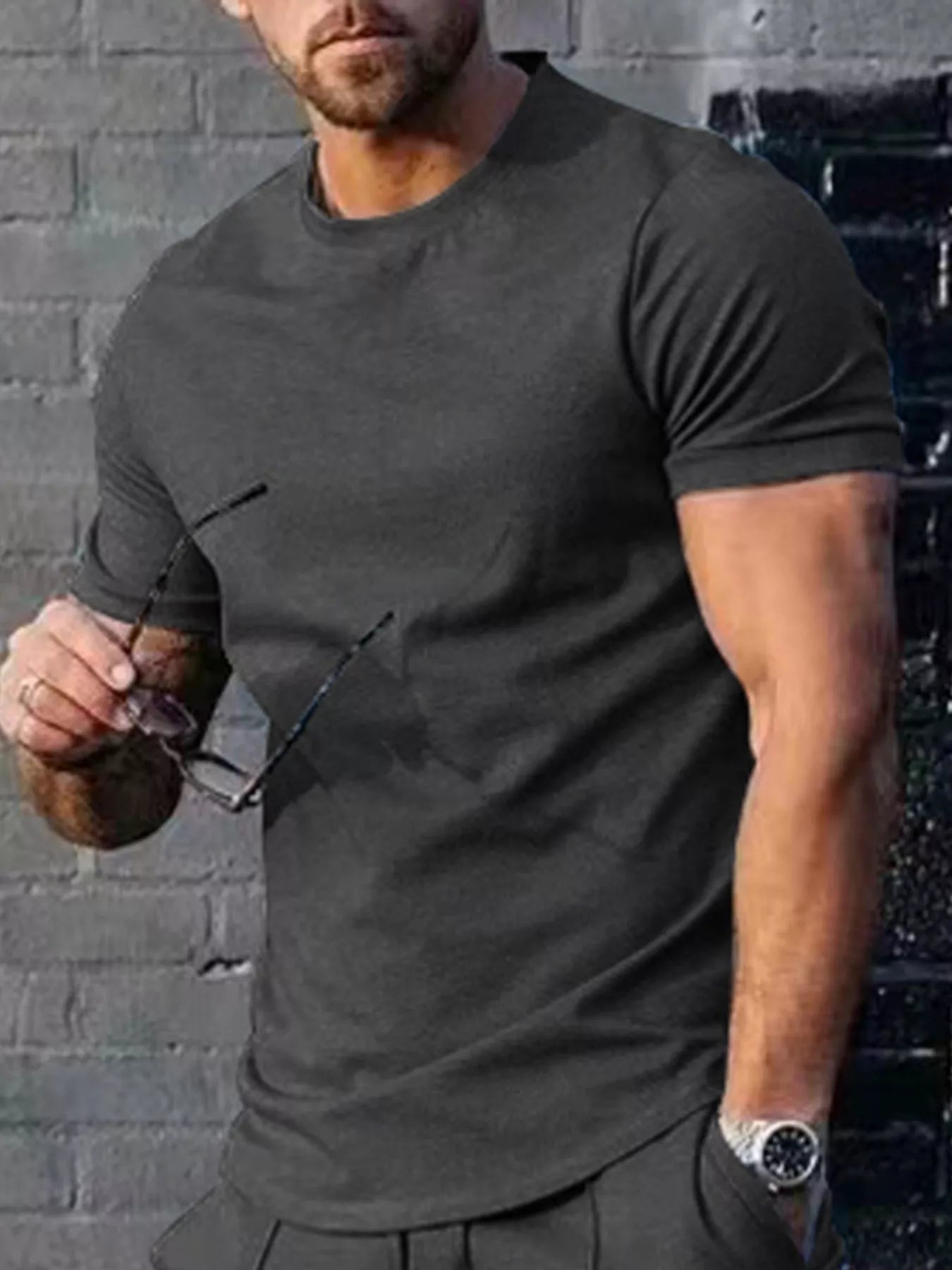 Men's Plus Size Solid Color Casual T-Shirt - ShopNQlik