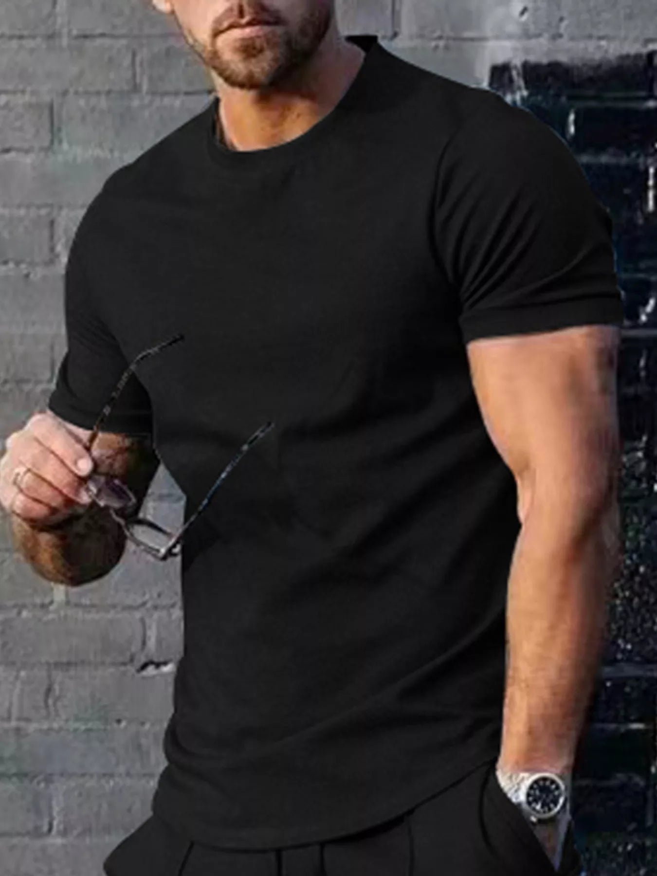 Men's Plus Size Solid Color Casual T-Shirt - ShopNQlik