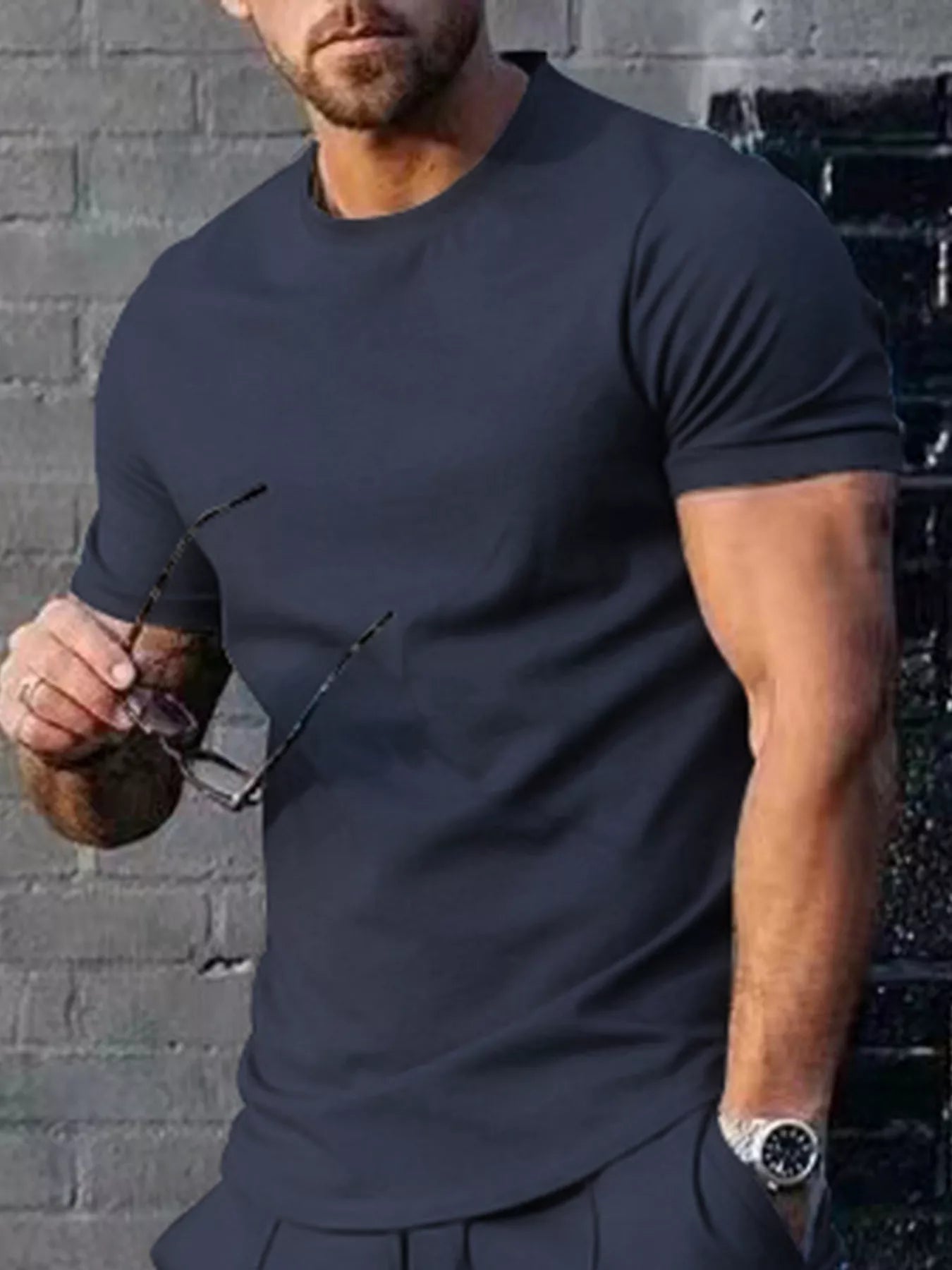 Men's Plus Size Solid Color Casual T-Shirt - ShopNQlik