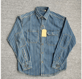 Men's Retro Denim Striped Cargo Shirt - 100% Cotton - ShopNQlik