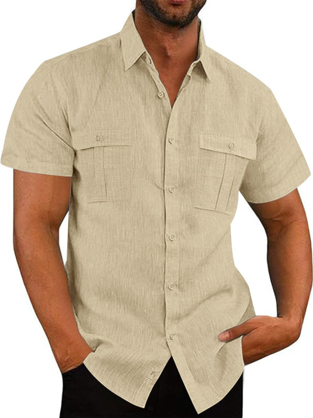 Men's Short Sleeve Shirt with Chest Pocket — Plus Size (S–5XL) - ShopNQlik