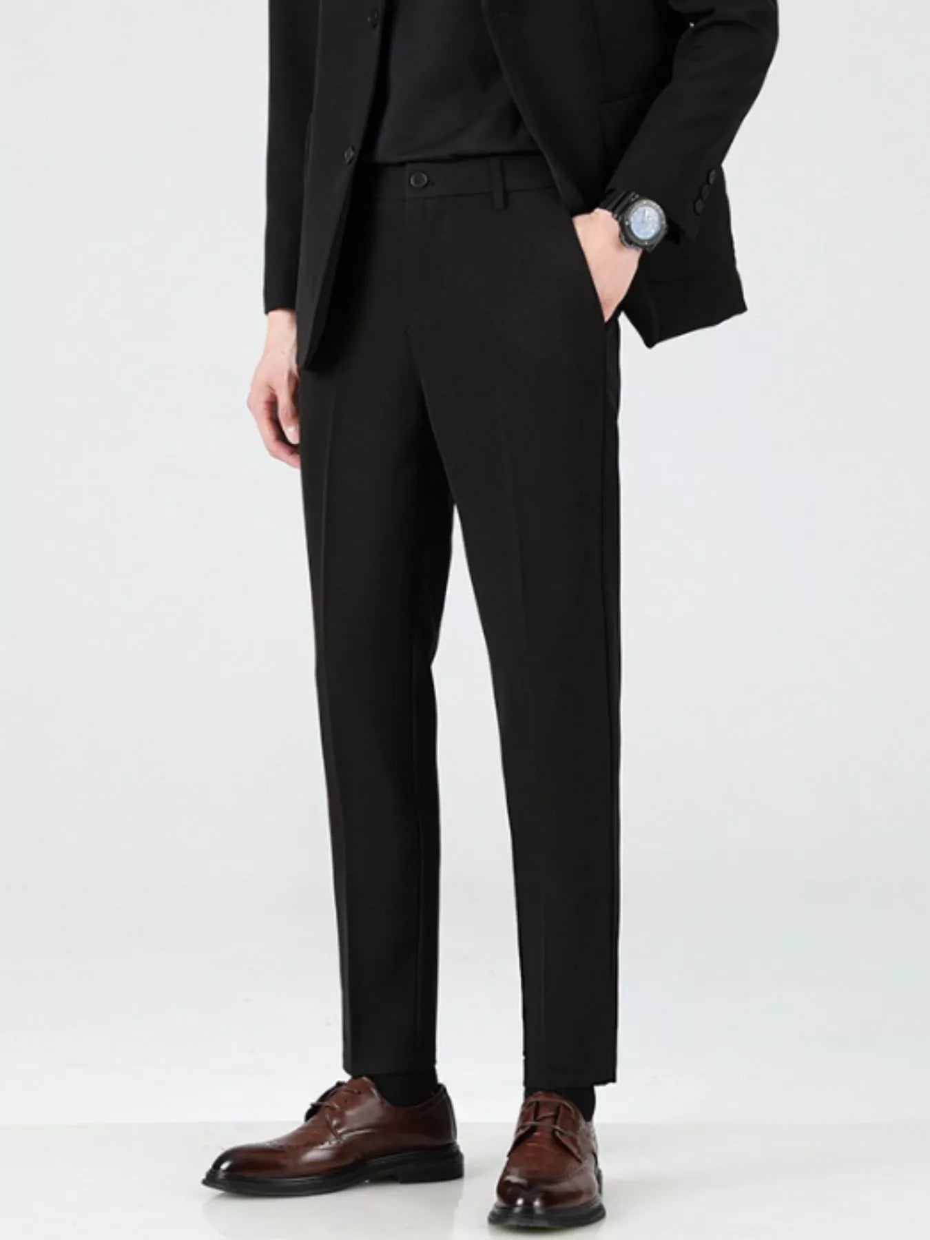 Men's Slim-Fit Business Casual Pants – Stretch, Waist 28–42 - ShopNQlik