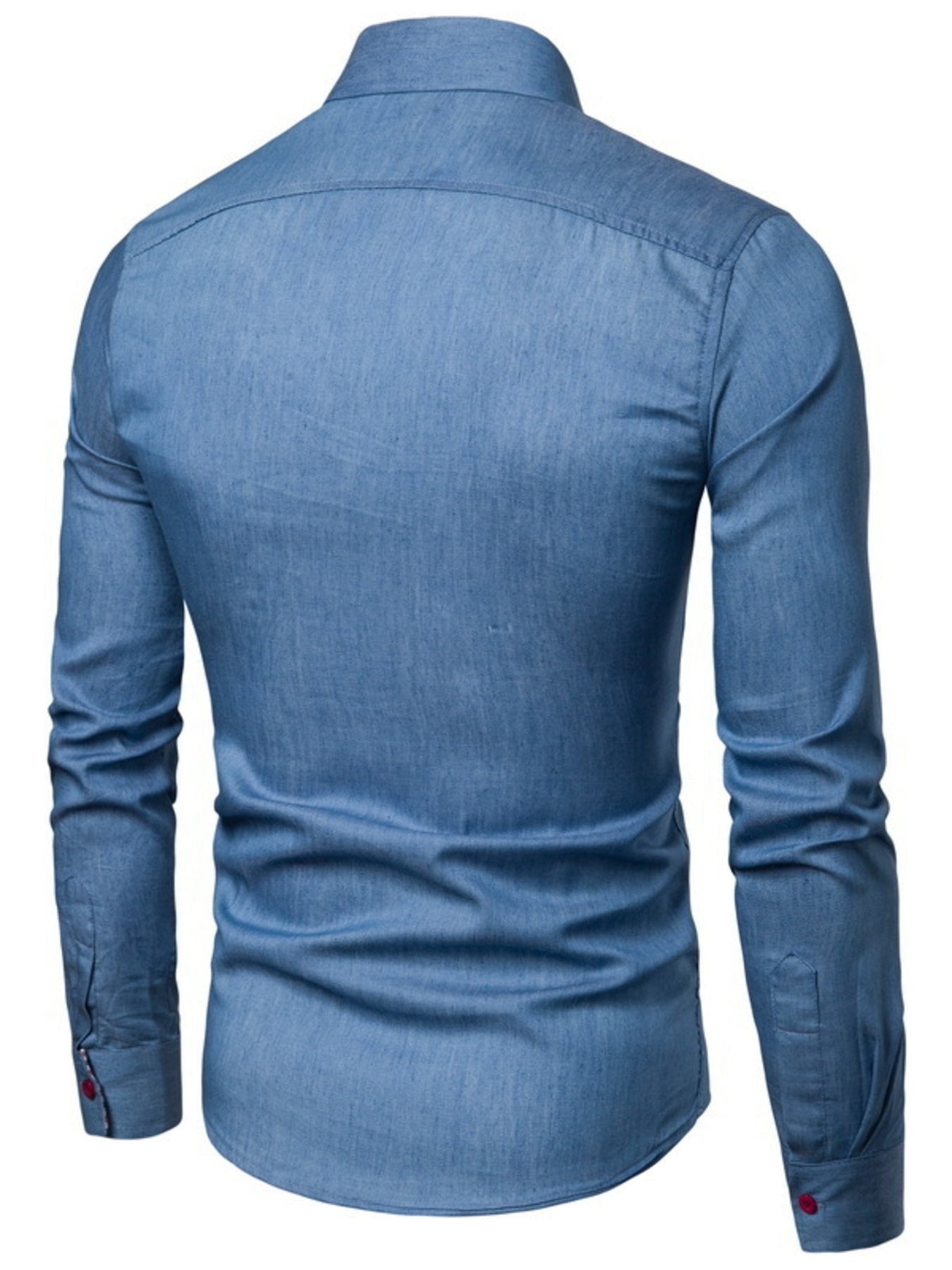 Men's Slim Fit Long Sleeve Denim Shirt — Plus Size (M–3XL) - ShopNQlik
