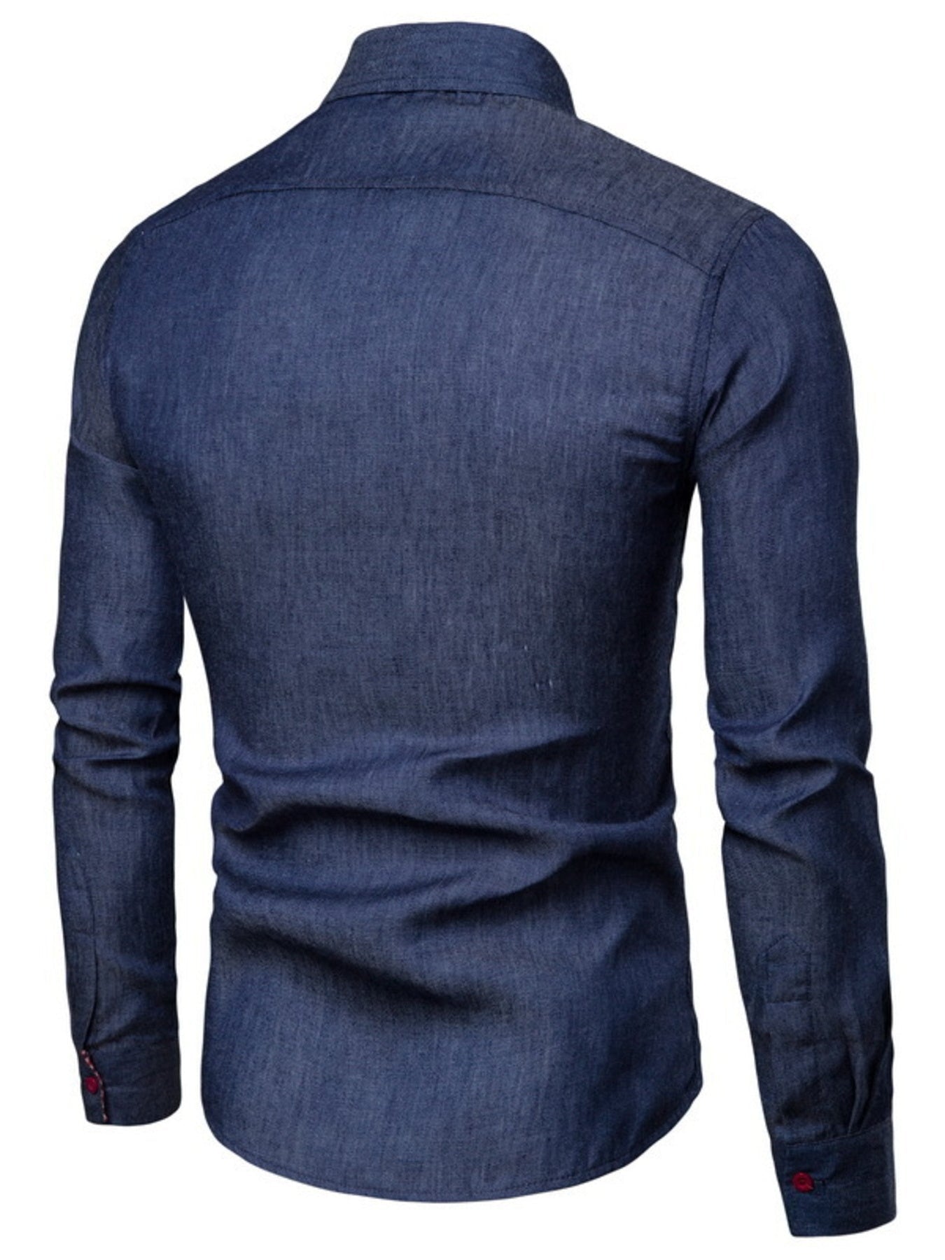 Men's Slim Fit Long Sleeve Denim Shirt — Plus Size (M–3XL) - ShopNQlik