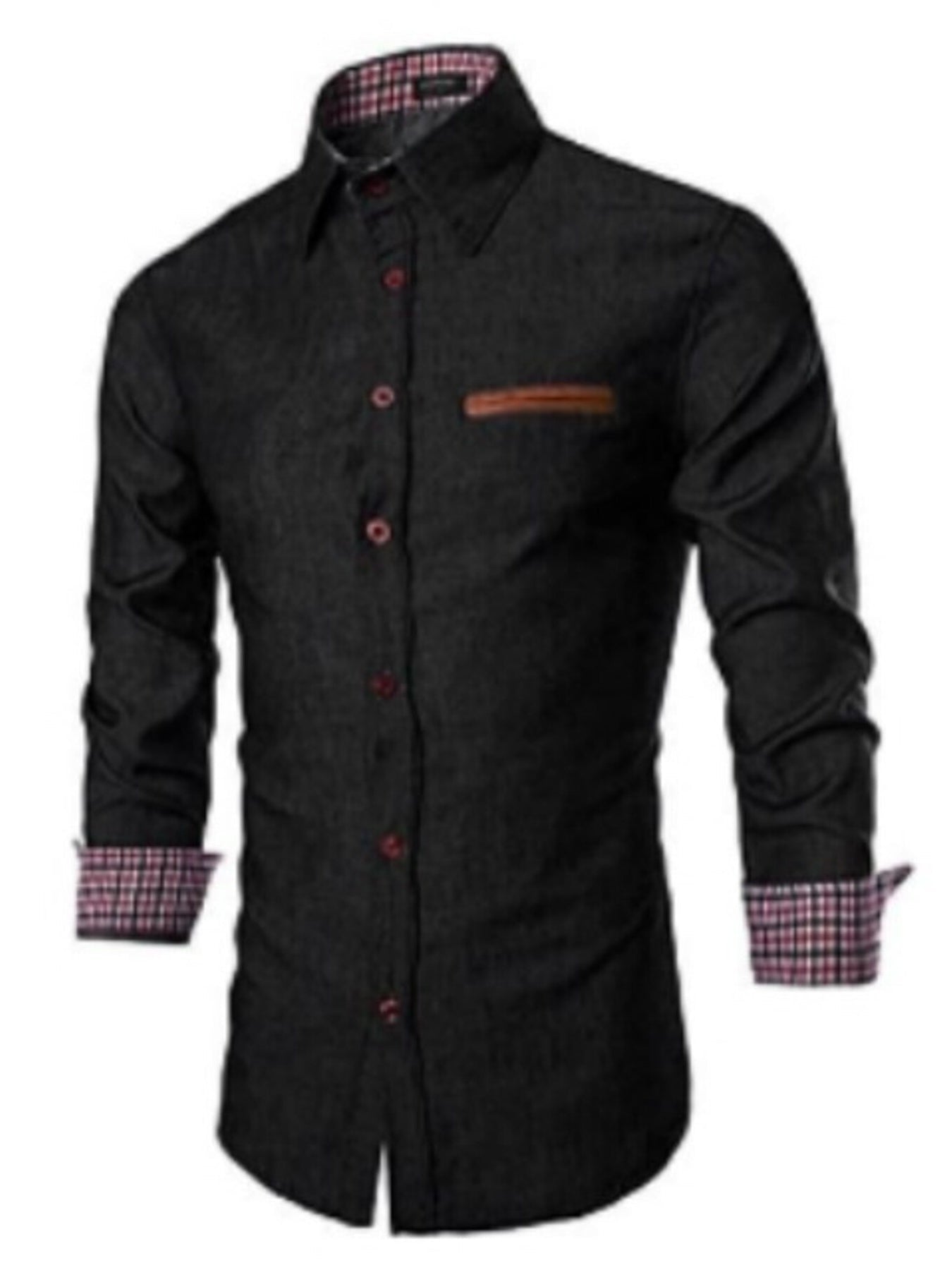 Men's Slim Fit Long Sleeve Denim Shirt — Plus Size (M–3XL) - ShopNQlik
