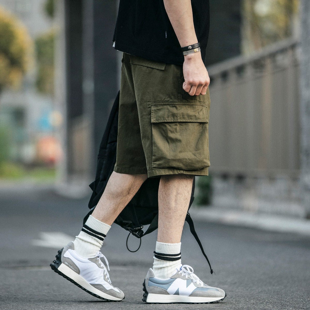 Multi-Pocket Khaki Army Green Work Shorts - ShopNQlik