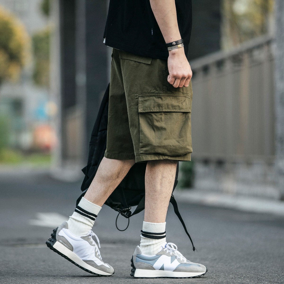 Multi-Pocket Khaki Army Green Work Shorts - ShopNQlik
