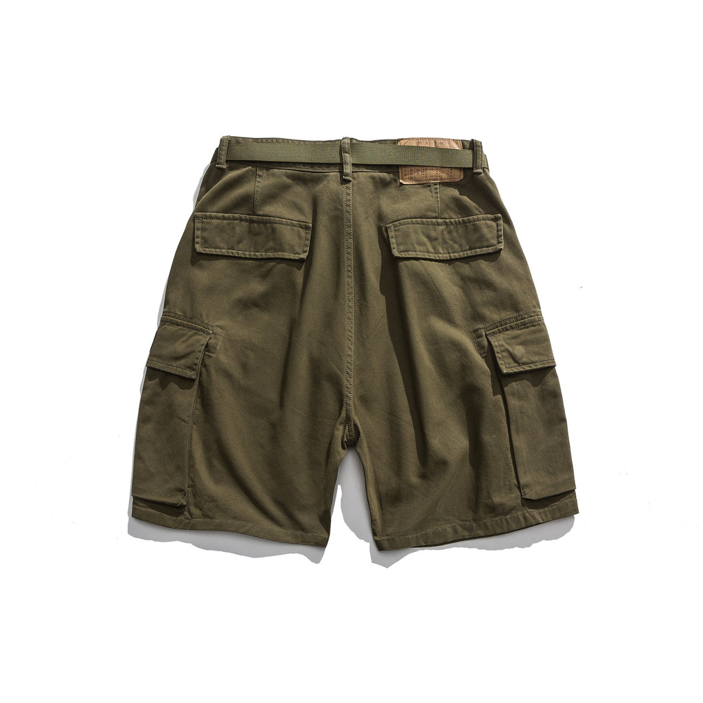 Multi-Pocket Khaki Army Green Work Shorts - ShopNQlik