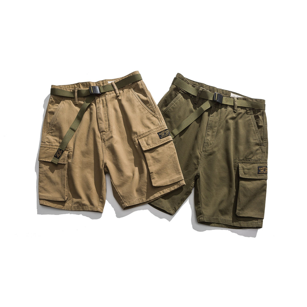Multi-Pocket Khaki Army Green Work Shorts - ShopNQlik