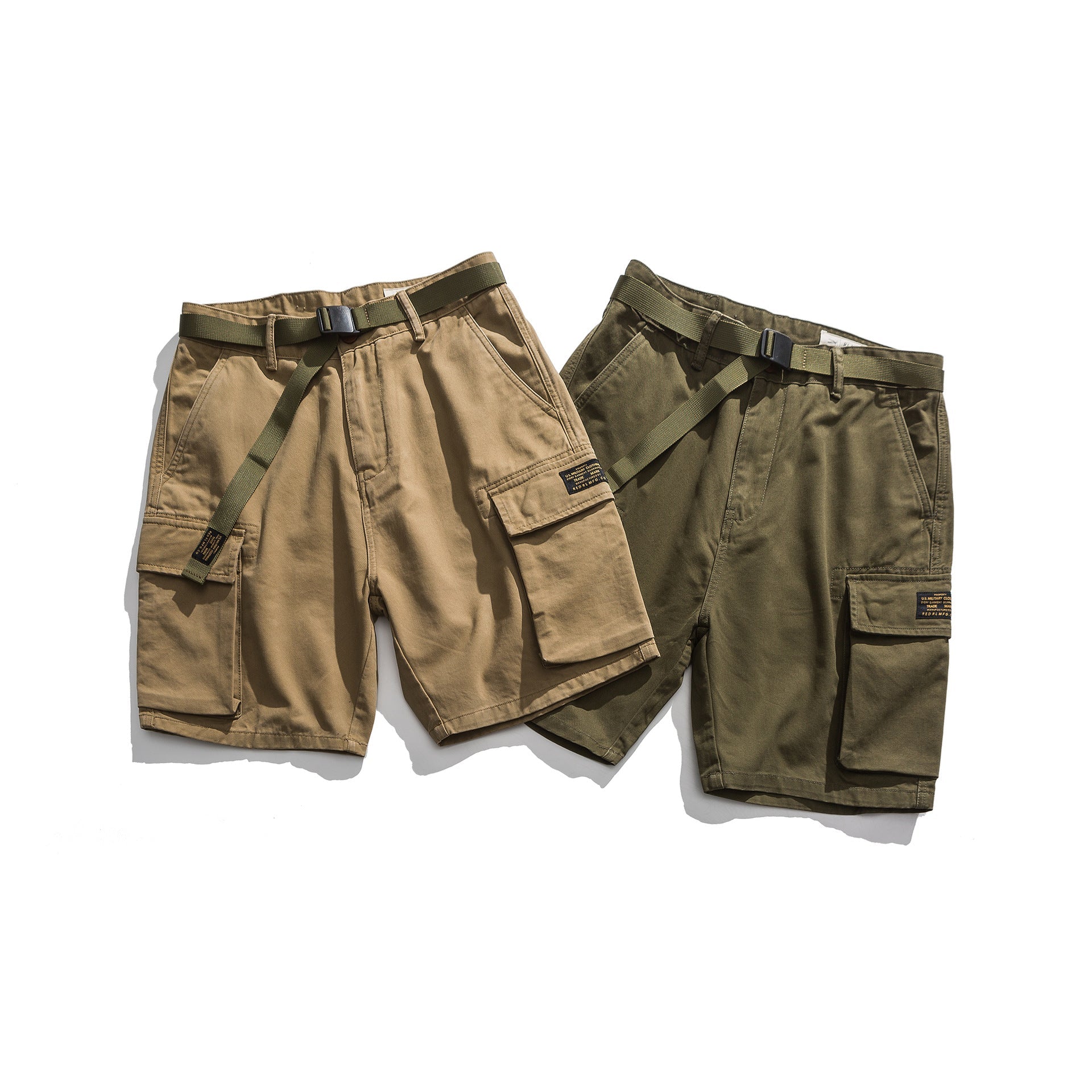 Multi-Pocket Khaki Army Green Work Shorts - ShopNQlik
