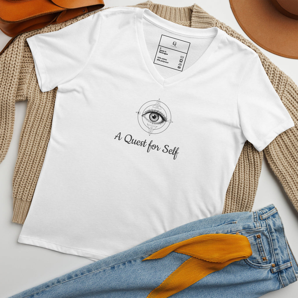 Q Collection — A Quest for Self | Women's Relaxed V-Neck Tee - ShopNQlik