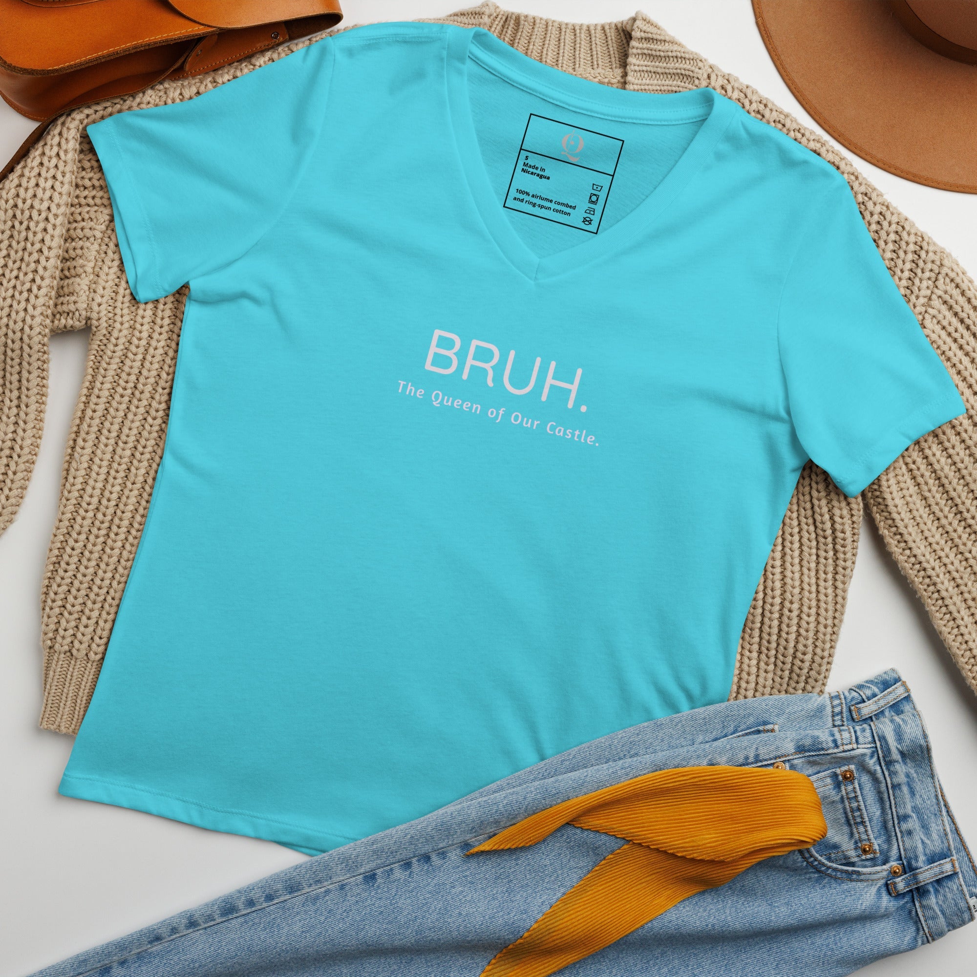 Q Collection | Queen of Our Castle | Women's Relaxed V-Neck Tee | 3 Colours - ShopNQlik