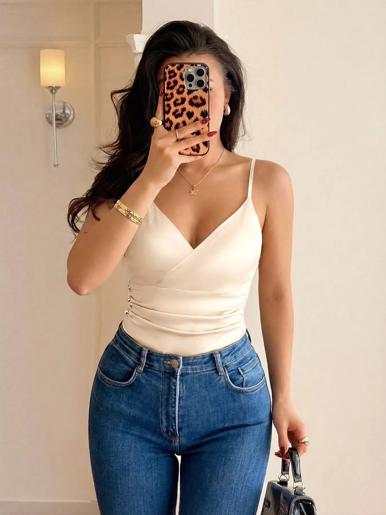 Ruched Spaghetti Strap Bodysuit - ShopNQlik