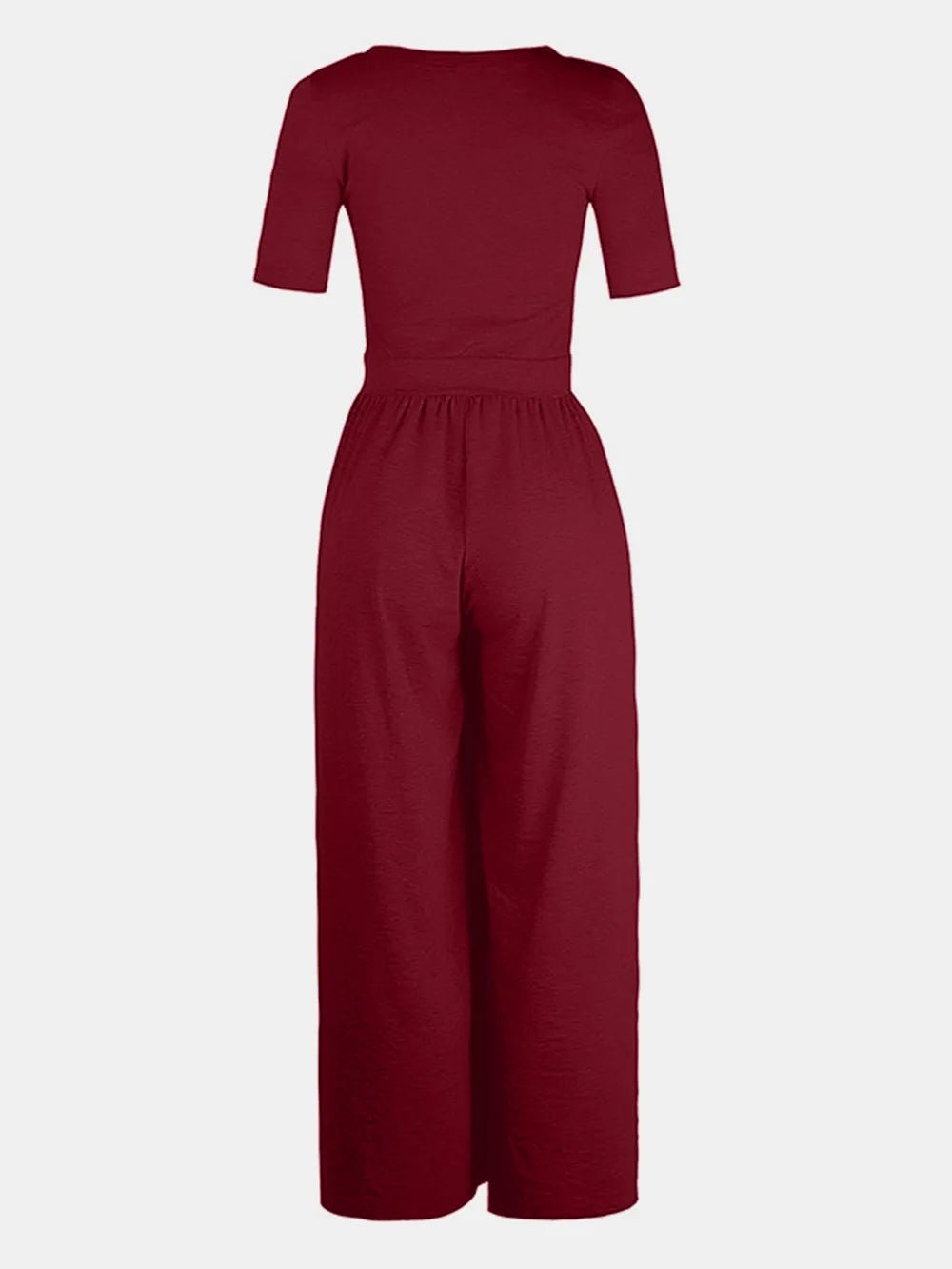 Scoop Neck Short Sleeve Jumpsuit - ShopNQlik