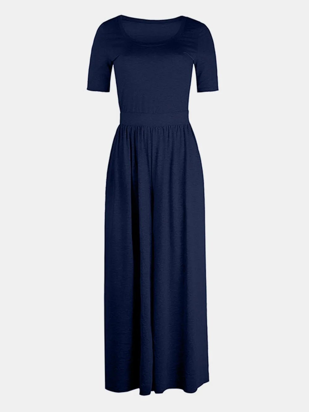Scoop Neck Short Sleeve Jumpsuit - ShopNQlik