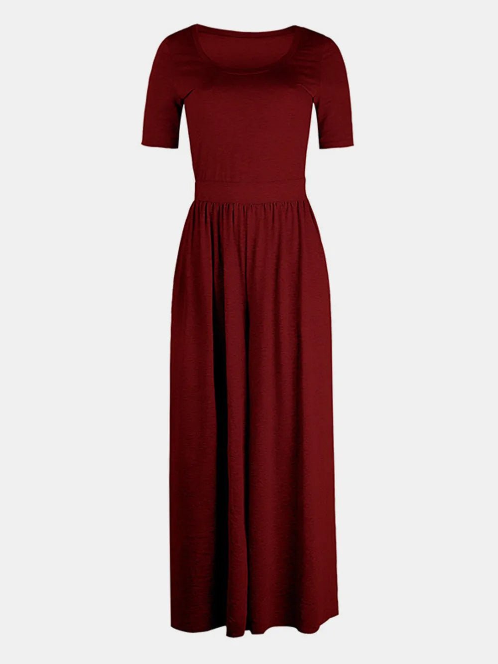 Scoop Neck Short Sleeve Jumpsuit - ShopNQlik