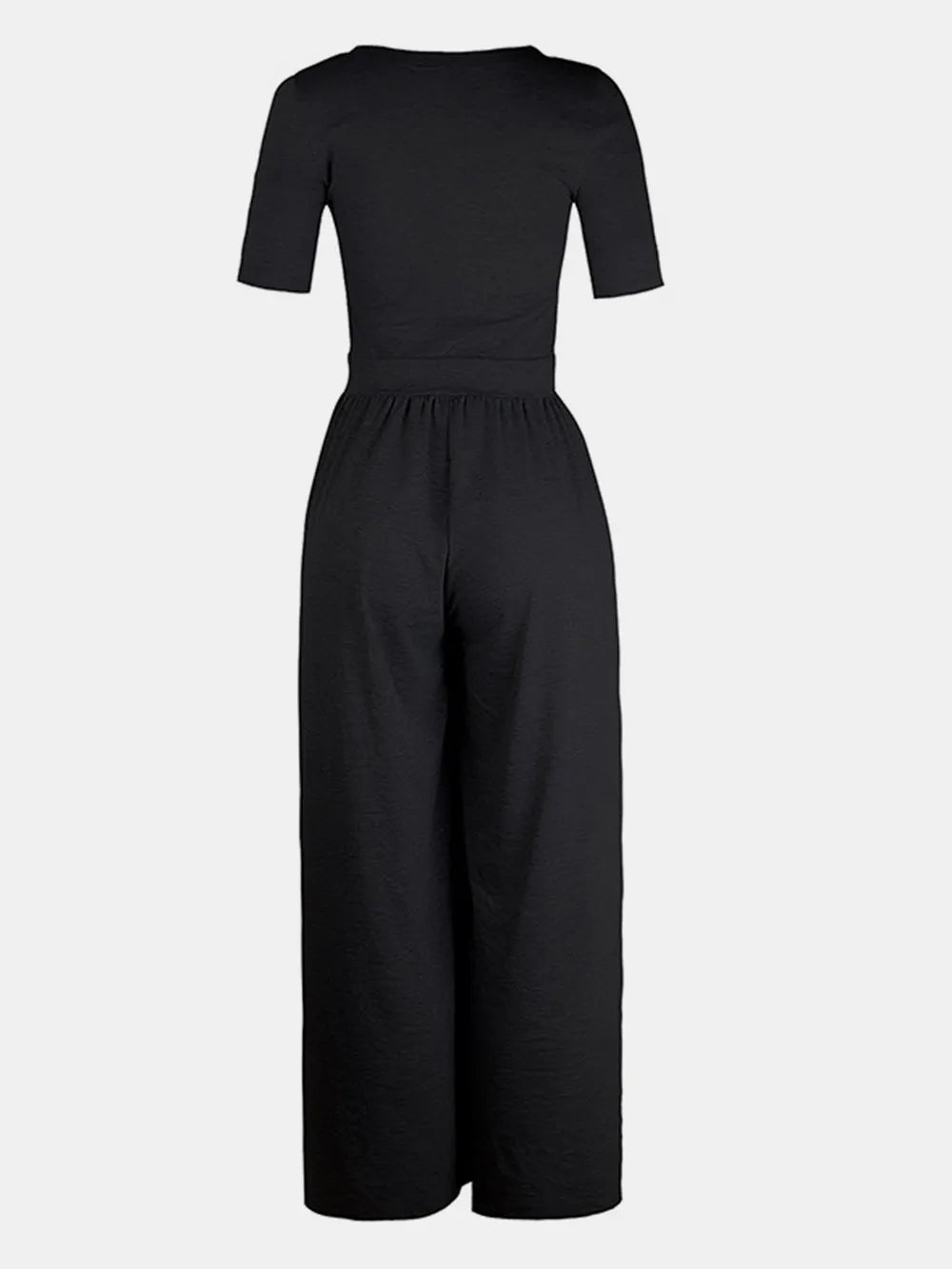 Scoop Neck Short Sleeve Jumpsuit - ShopNQlik