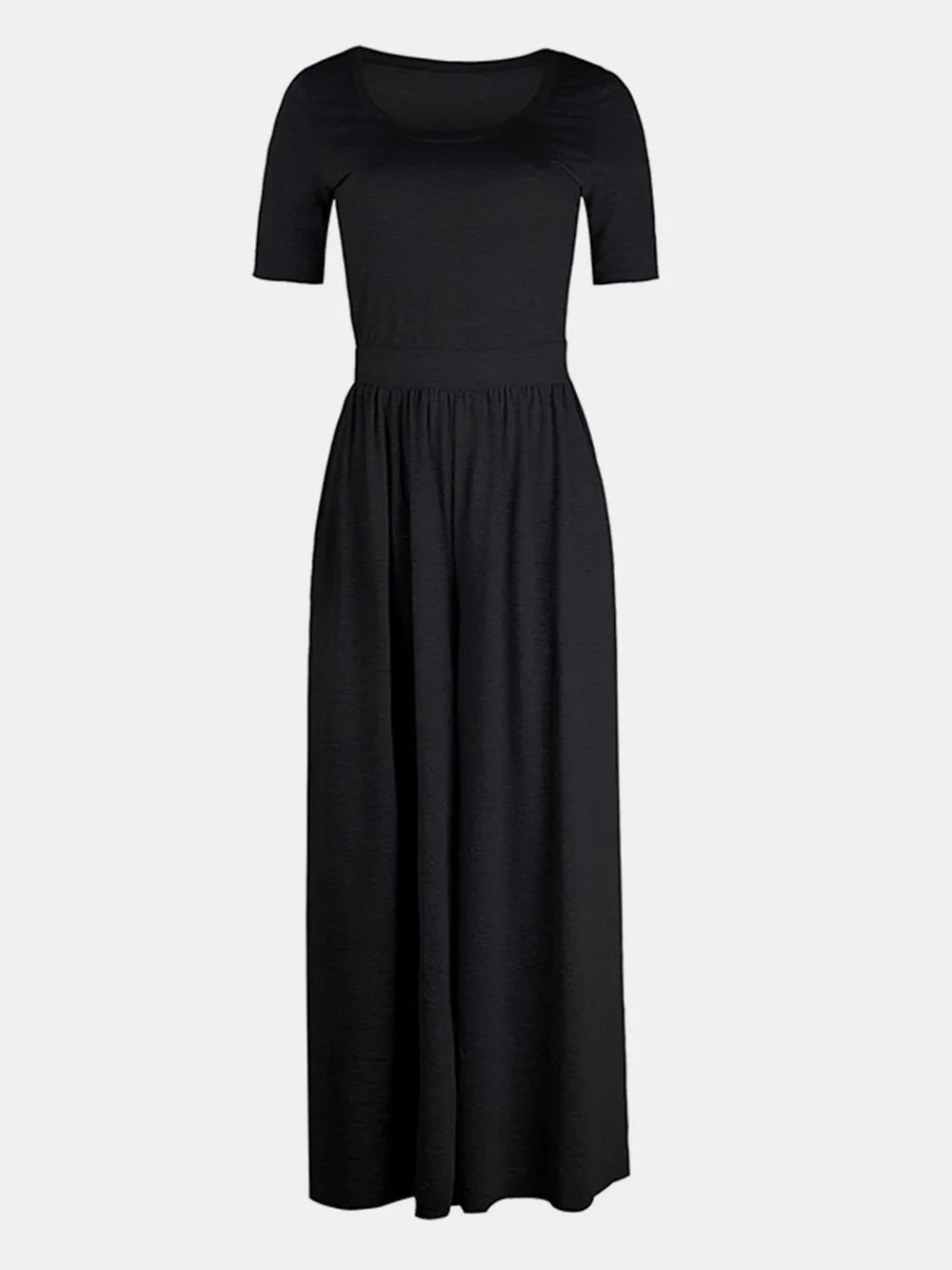 Scoop Neck Short Sleeve Jumpsuit - ShopNQlik