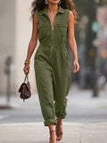 Sleeveless Zip-Up Jumpsuit - ShopNQlik