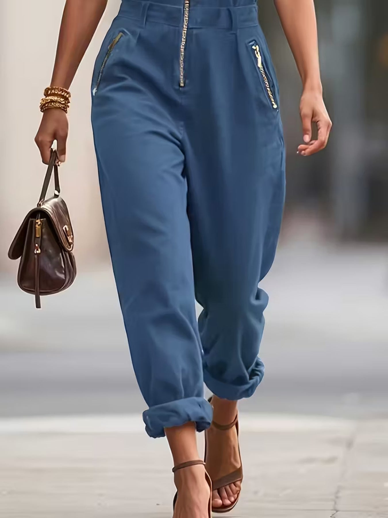 Sleeveless Zip-Up Jumpsuit - ShopNQlik