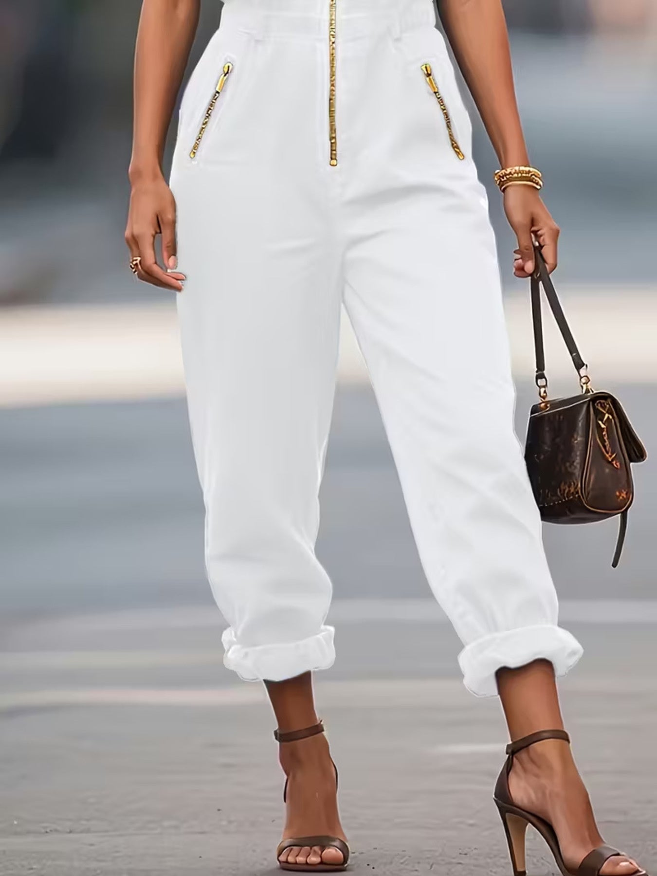 Sleeveless Zip-Up Jumpsuit - ShopNQlik