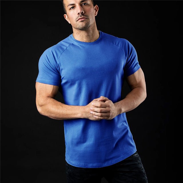 Solid Color Short Sleeve Fitness T-Shirt for Men - ShopNQlik
