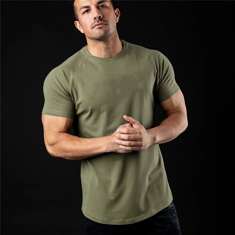 Solid Color Short Sleeve Fitness T-Shirt for Men - ShopNQlik