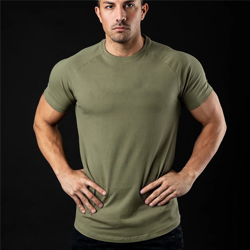 Solid Color Short Sleeve Fitness T-Shirt for Men - ShopNQlik
