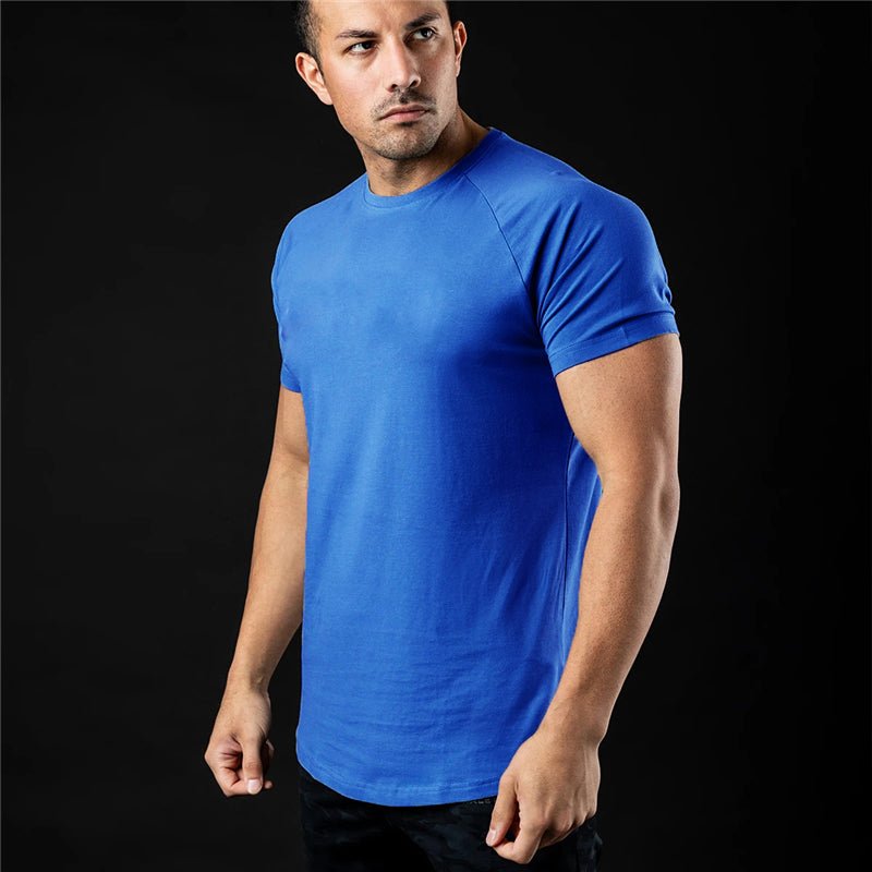 Solid Color Short Sleeve Fitness T-Shirt for Men - ShopNQlik