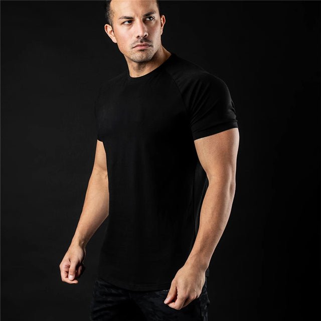 Solid Color Short Sleeve Fitness T-Shirt for Men - ShopNQlik