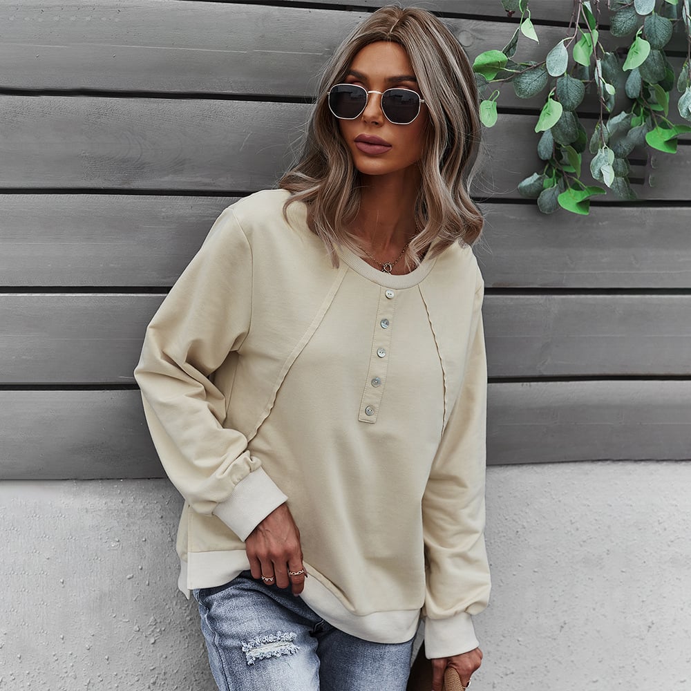 Trendy Women's Long-Sleeved Round Neck Pullover Sweater - ShopNQlik