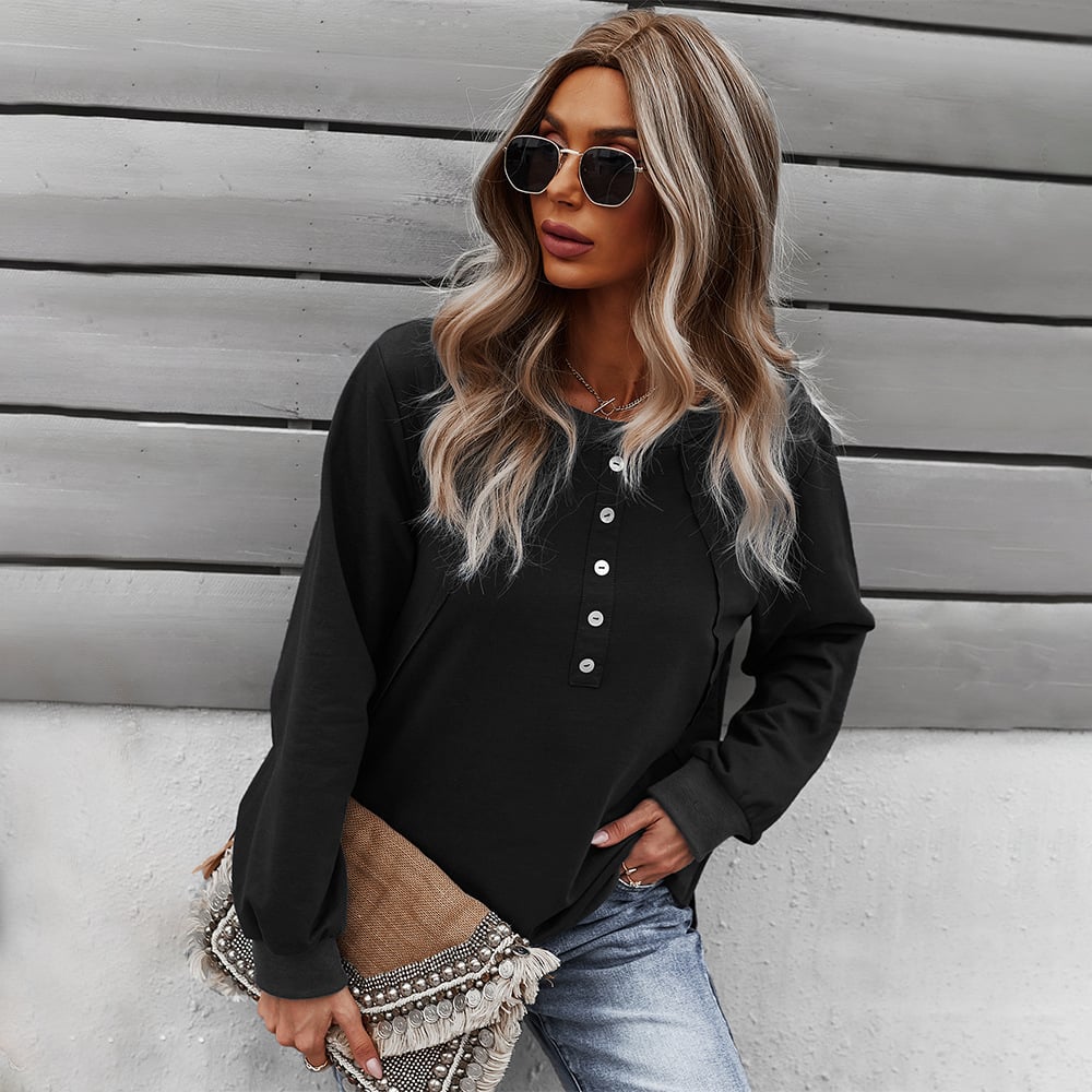 Trendy Women's Long-Sleeved Round Neck Pullover Sweater - ShopNQlik