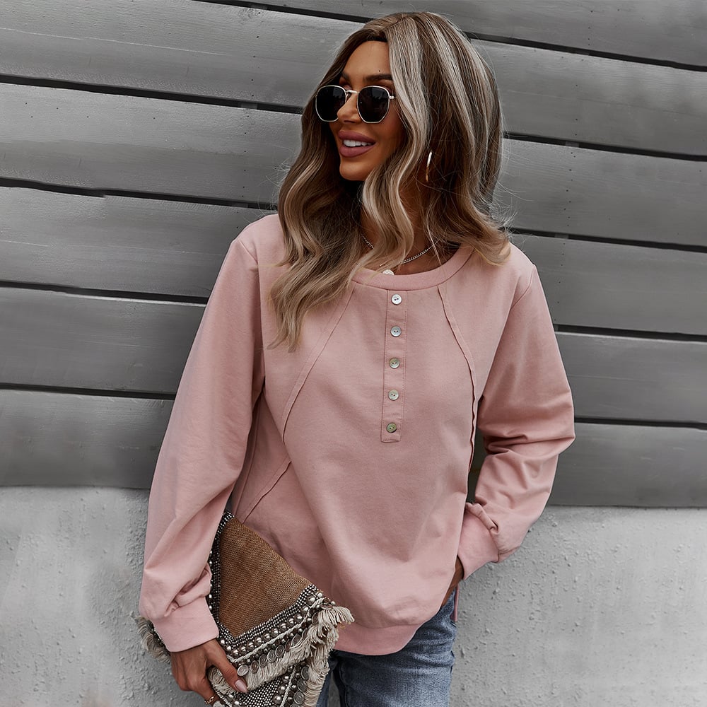 Trendy Women's Long-Sleeved Round Neck Pullover Sweater - ShopNQlik