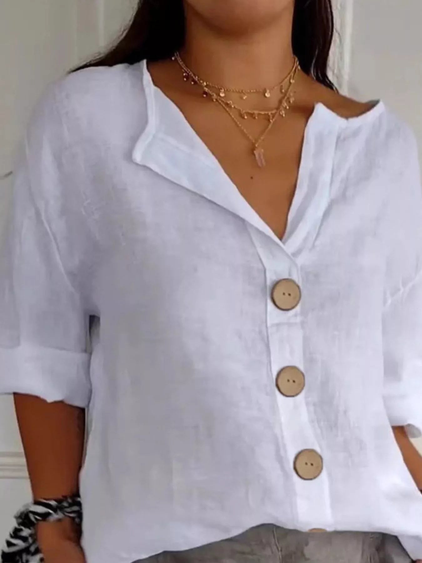 Women's Casual Loose Button-Down Shirt – Relaxed Everyday Blouse - ShopNQlik