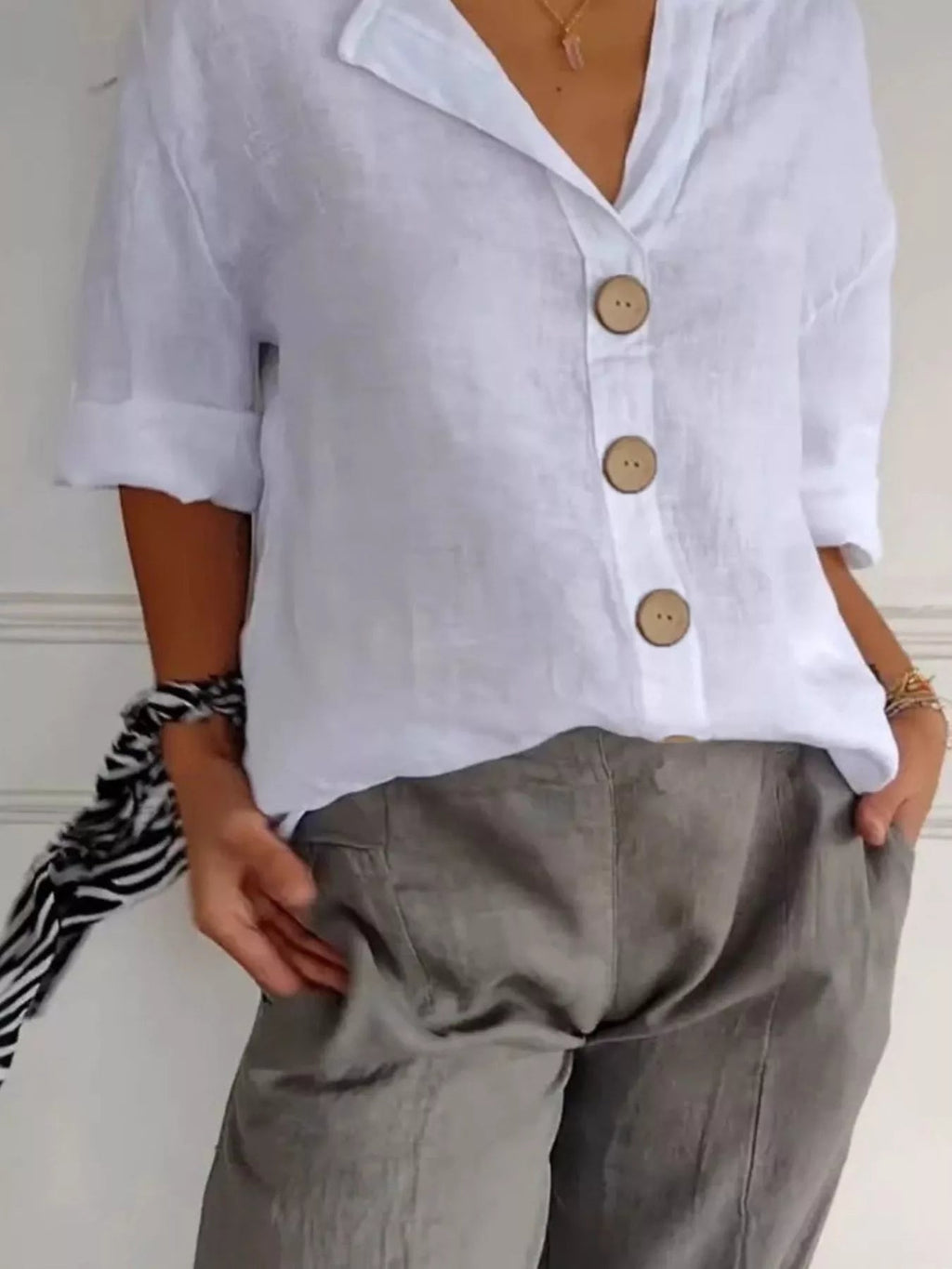 Women's Casual Loose Button-Down Shirt – Relaxed Everyday Blouse - ShopNQlik