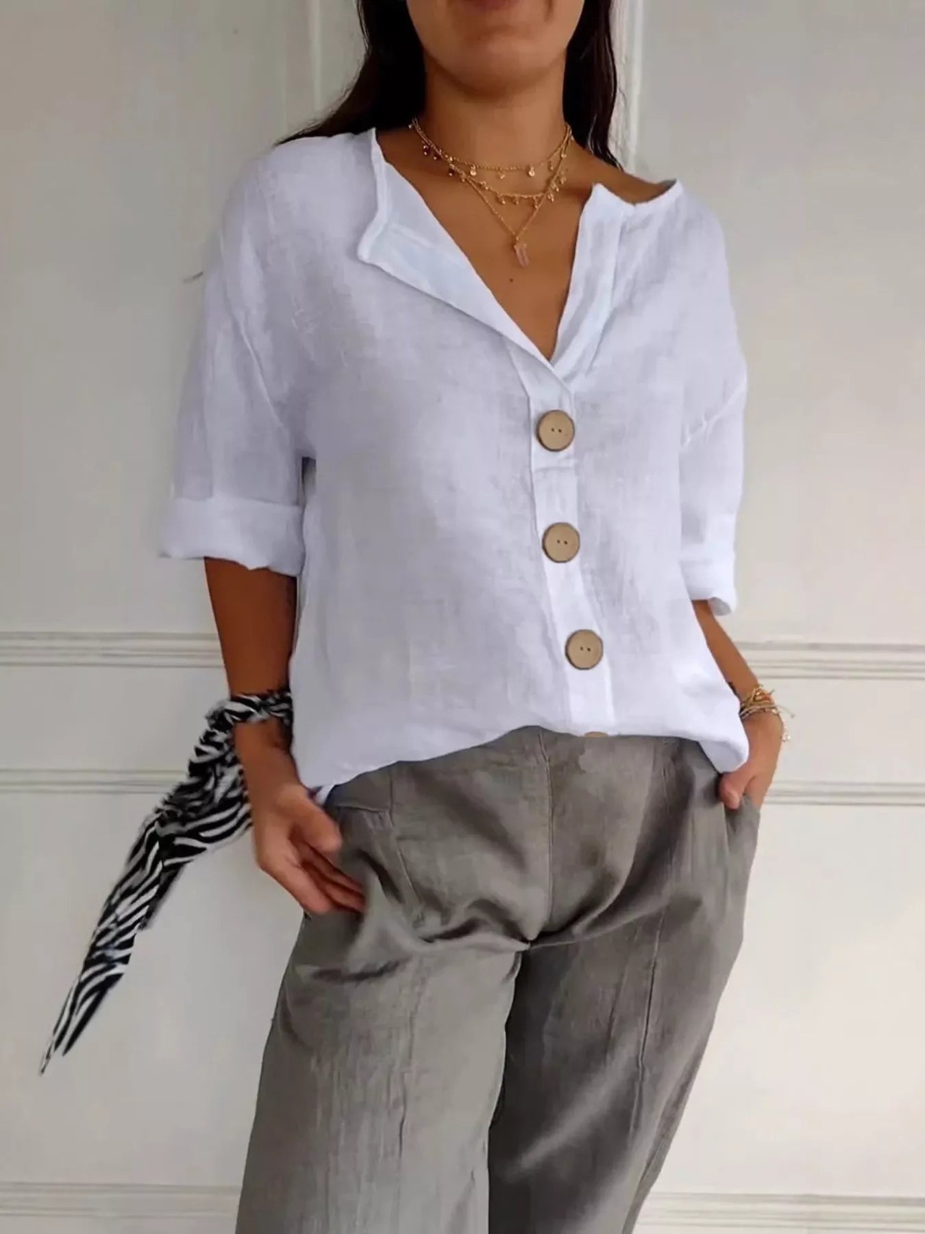 Women's Casual Loose Button-Down Shirt – Relaxed Everyday Blouse - ShopNQlik