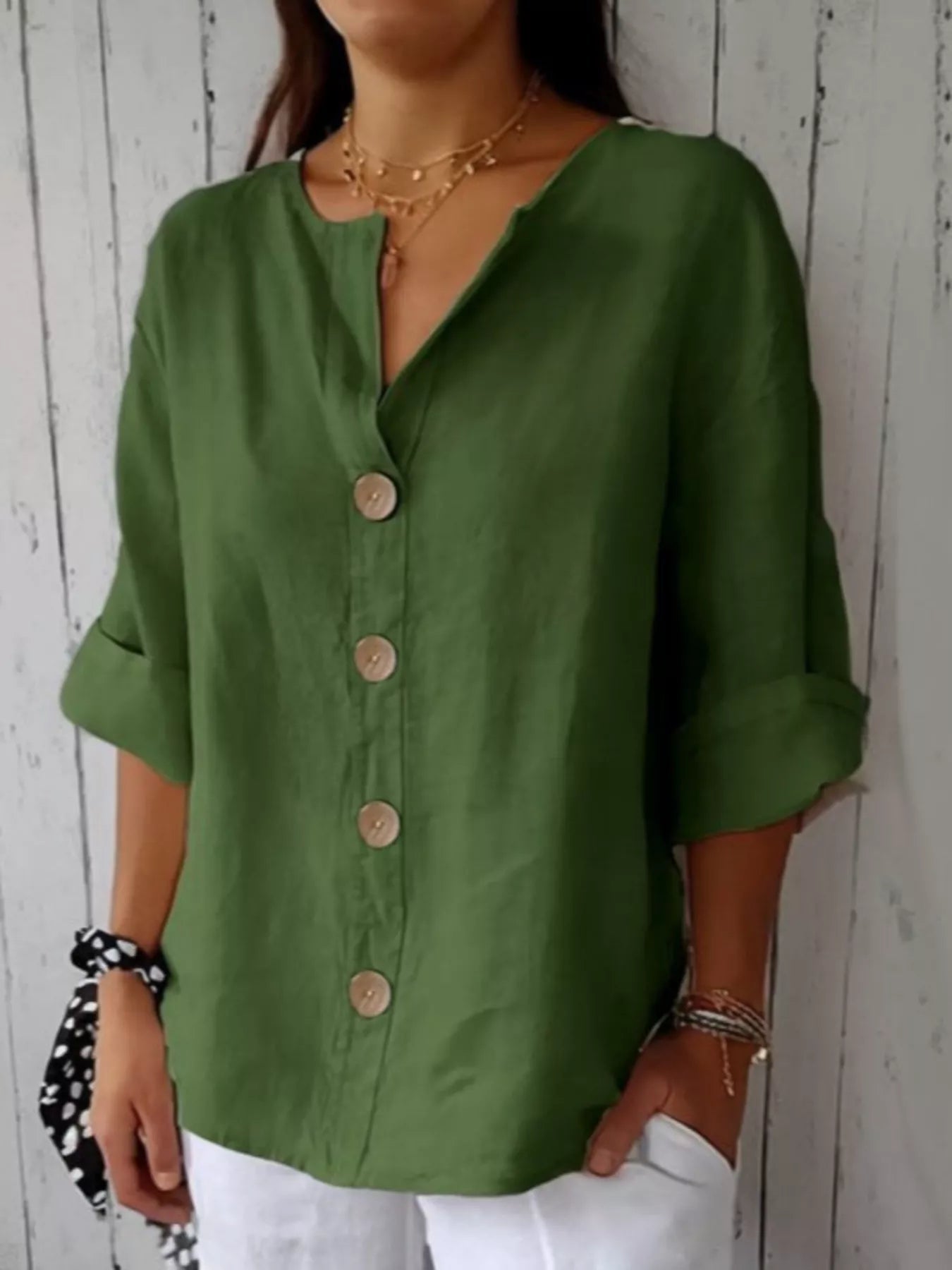 Women's Casual Loose Button-Down Shirt – Relaxed Everyday Blouse - ShopNQlik
