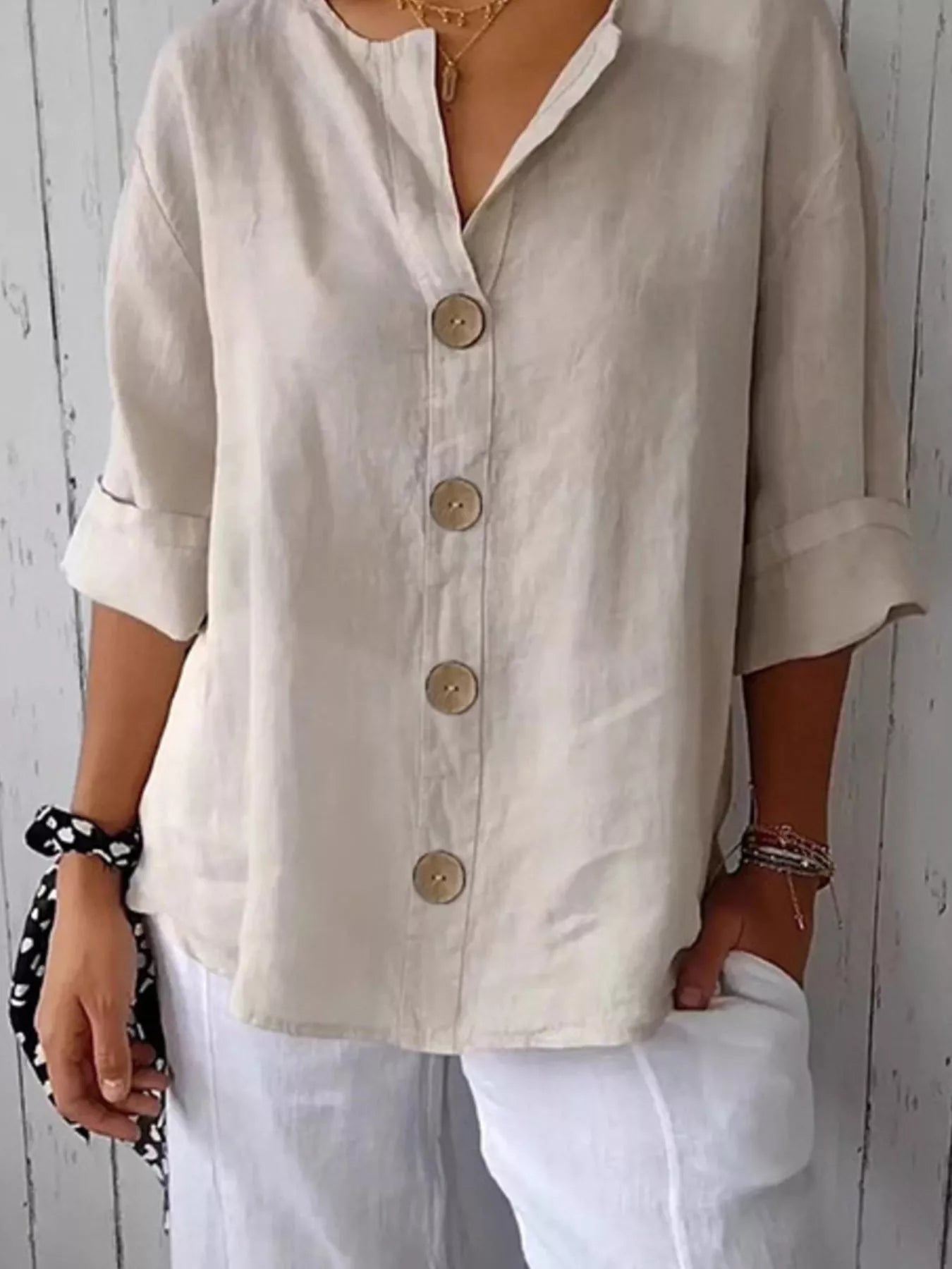 Women's Casual Loose Button-Down Shirt – Relaxed Everyday Blouse - ShopNQlik