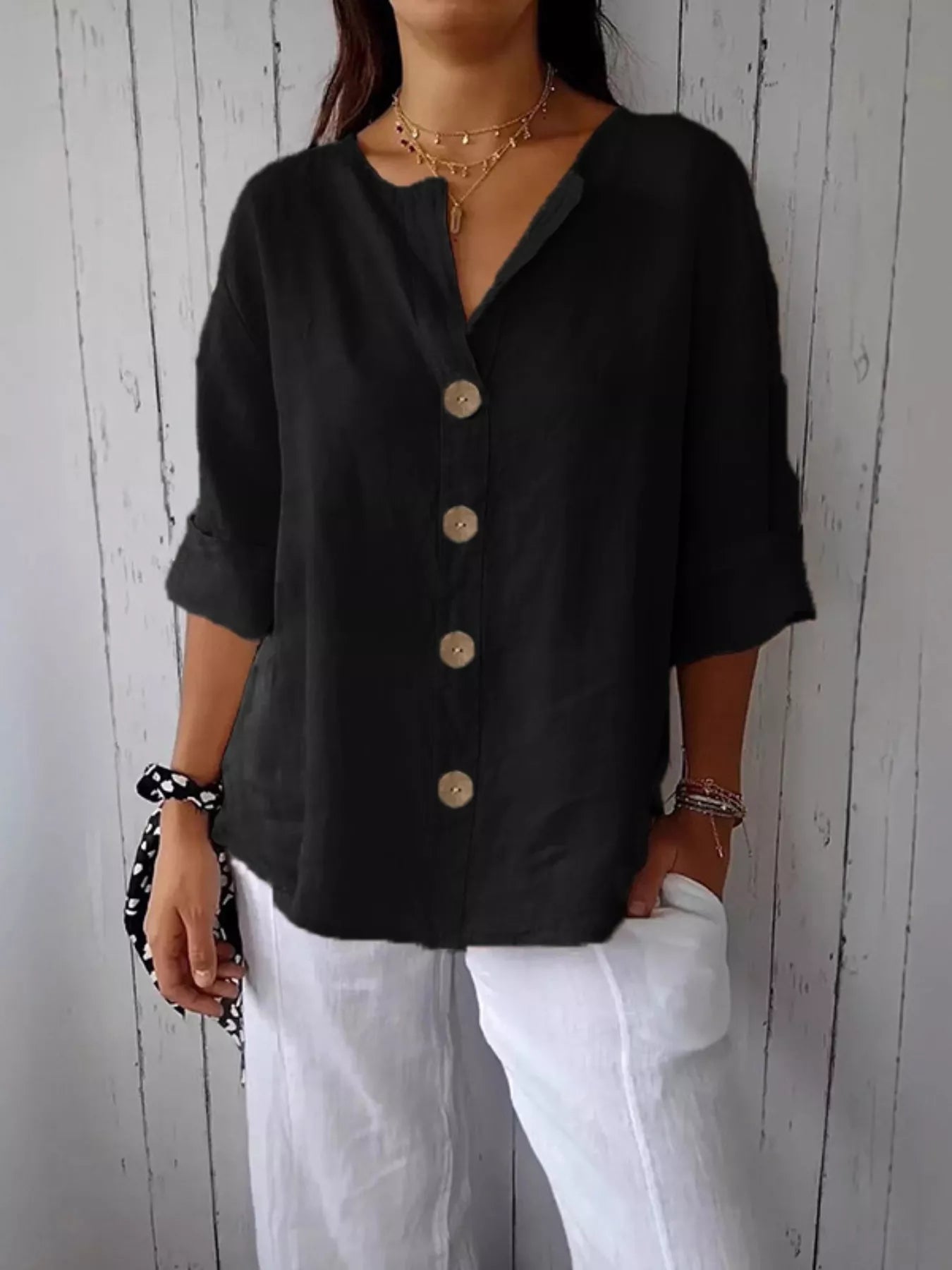 Women's Casual Loose Button-Down Shirt – Relaxed Everyday Blouse - ShopNQlik