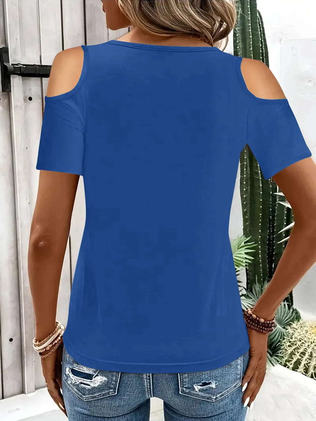 Women's Cold Shoulder T-Shirt – Metal Ring Cutout Detail - ShopNQlik