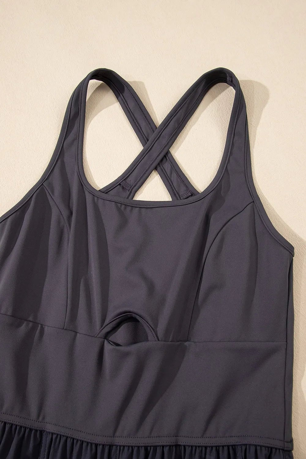 Women's Cutout Square Neck Wide Strap Active Jumpsuit – Dark Gray, M–XL - ShopNQlik