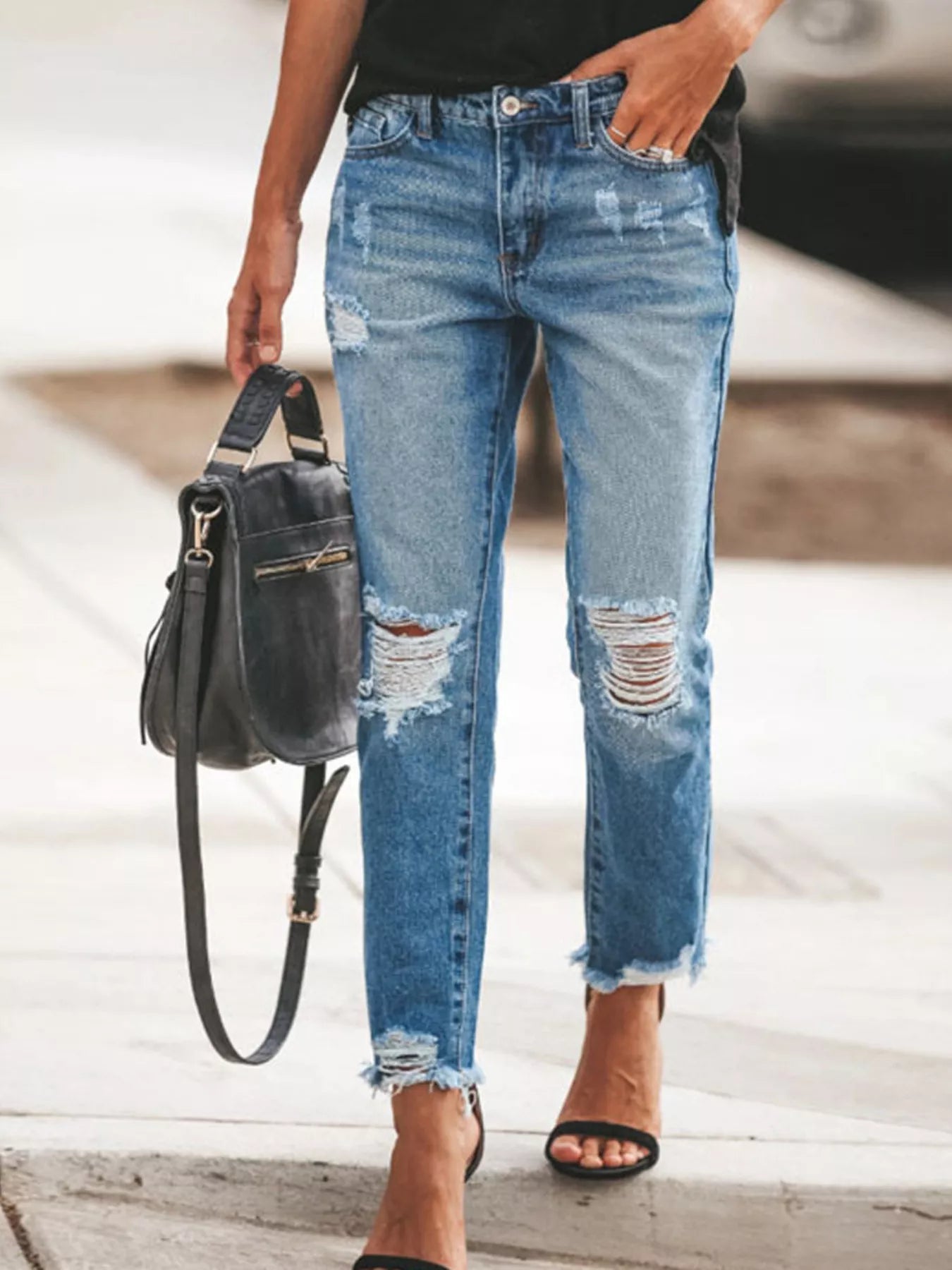 Women's Distressed Wash Ankle Jeans – 3 Colours, S–2XL - ShopNQlik