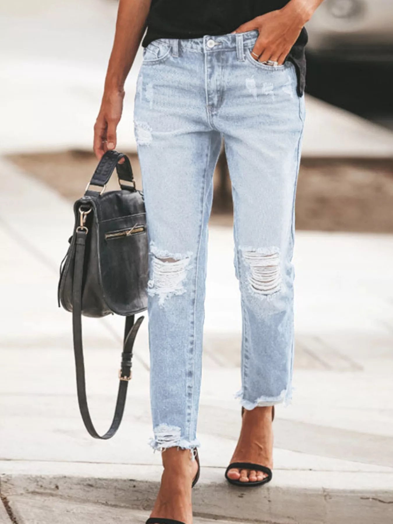 Women's Distressed Wash Ankle Jeans – 3 Colours, S–2XL - ShopNQlik