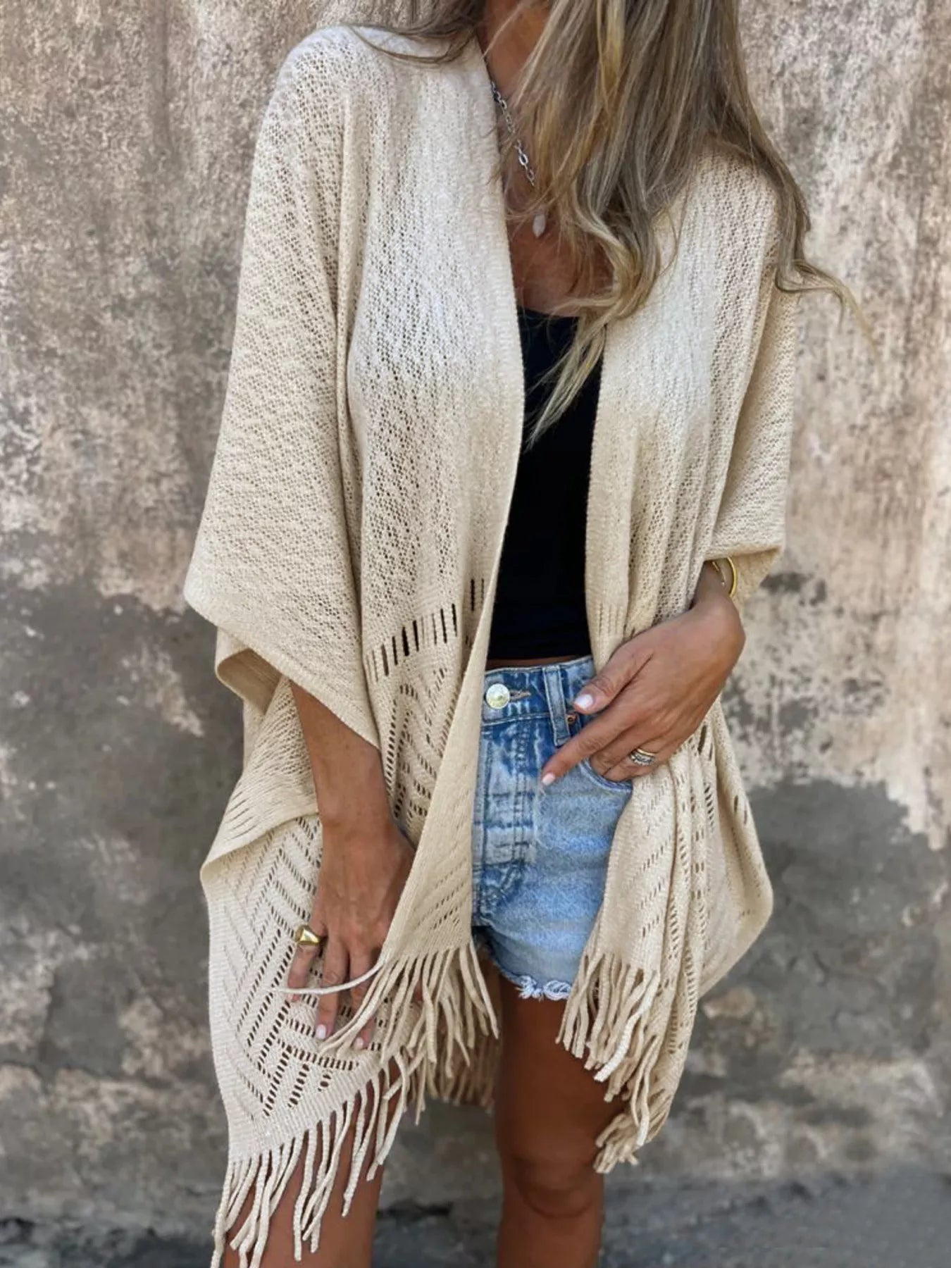 Women's Fringe Open-Front Cardigan — One Size - ShopNQlik