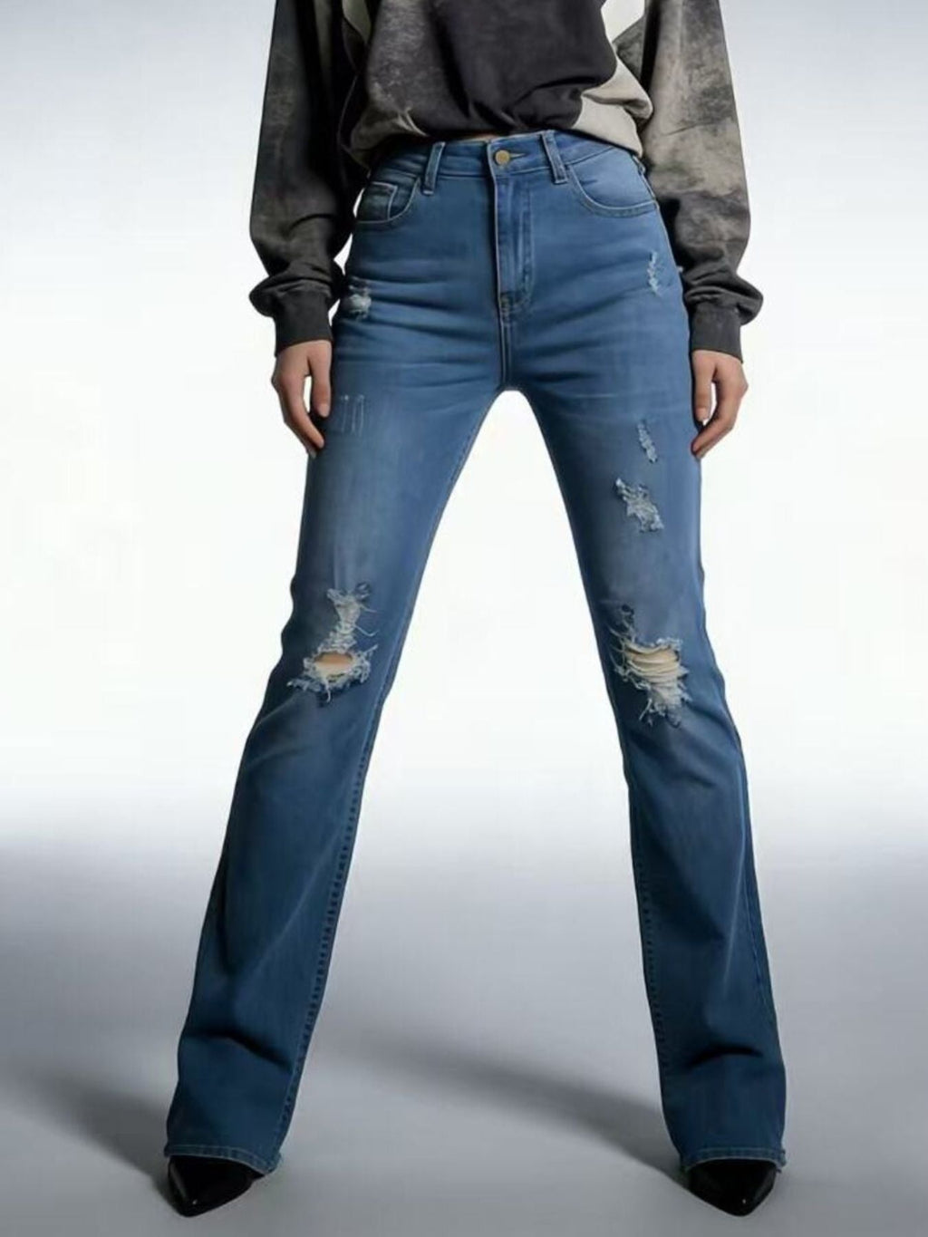 Women's High-Waisted Distressed Jeans – Blue, S–2XL - ShopNQlik