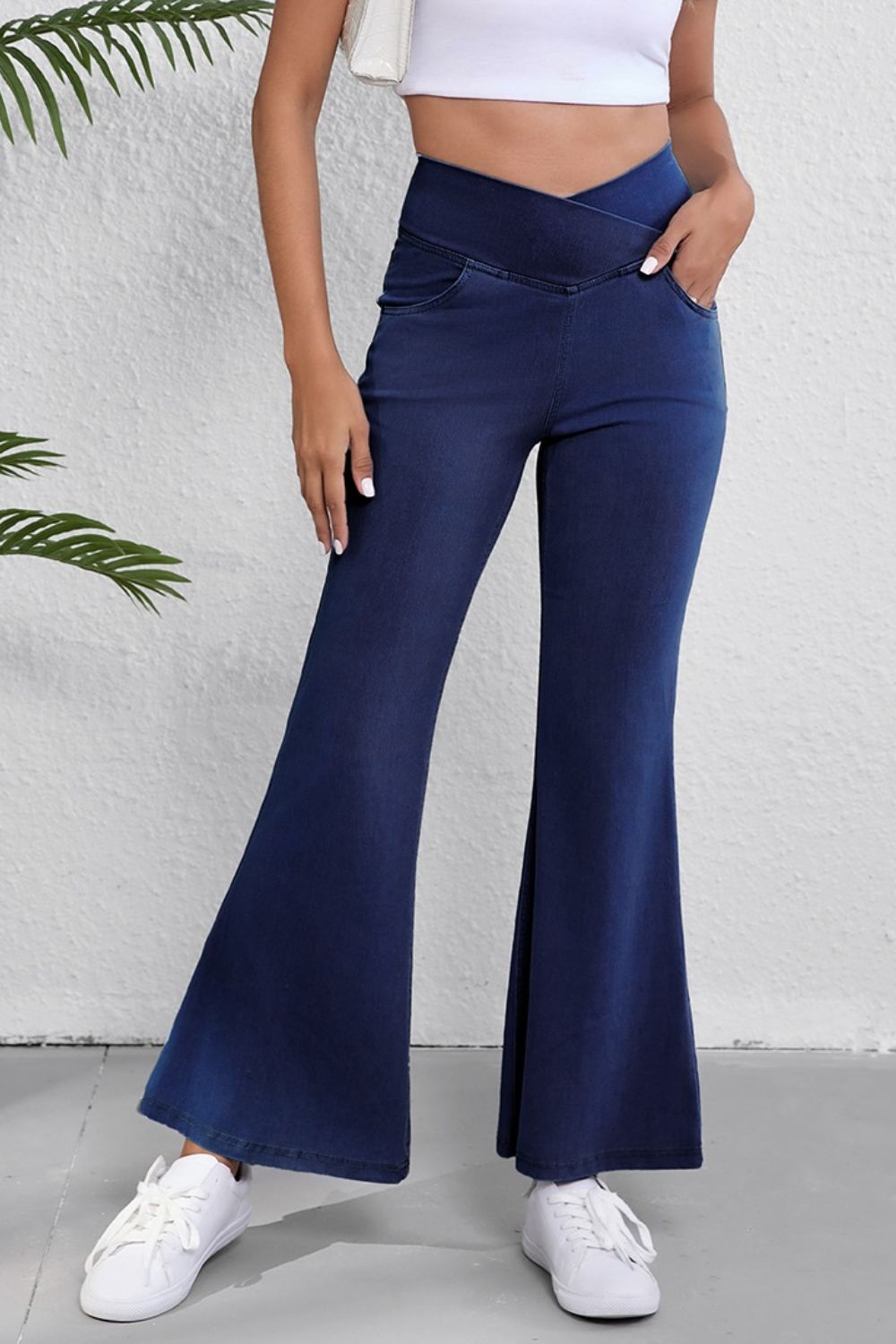Women's High-Waisted Flare Jeans – Dark Navy, S–2XL - ShopNQlik