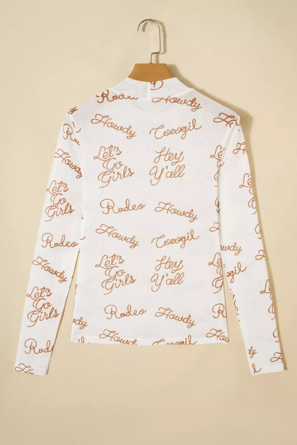 Women's "Howdy Hey Y'all" Mesh High Neck Long Sleeve Top – Western Graphic Tee - ShopNQlik