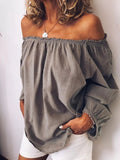 Women's Off-Shoulder Frill Trim Blouse – Long Sleeve Top - ShopNQlik